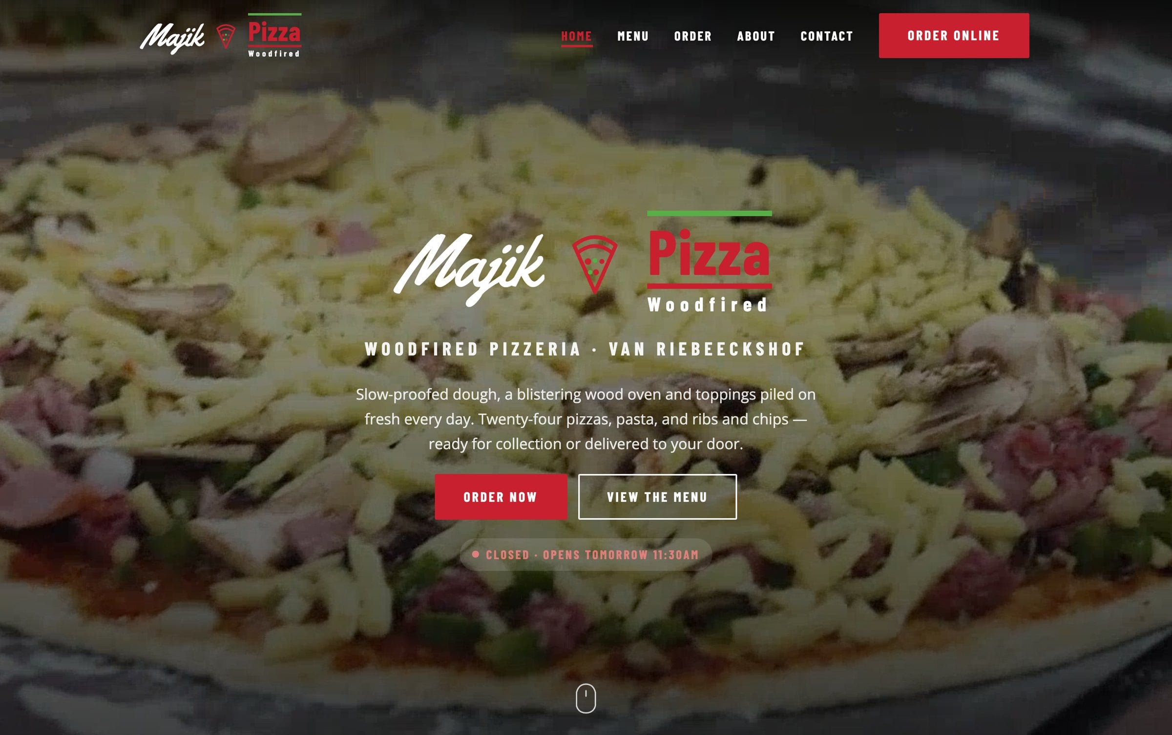 Majik Pizza website